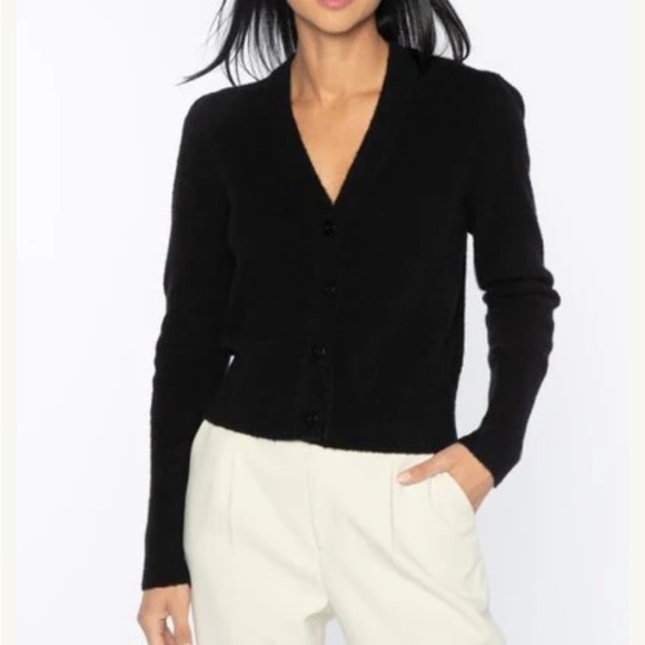 Kinross Sweaters - NEW Kinross Stretch Boucle Button Cardigan Cashmere & Cotton Blend - M